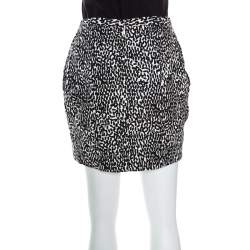Pre Owned Diane Von Furstenberg Monochrome Printed Cotton Clyde Mini Skirt S