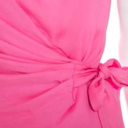 Pre Owned Diane Von Furstenberg Pink Silk Draped Front Tie Detail Sleeveless Grandie Top S