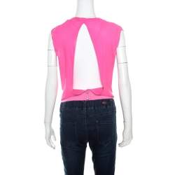 Pre Owned Diane von Furstenberg Candy Pink Peated Plunge Neck Akahana Top XS