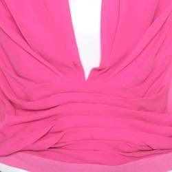 Pre Owned Diane von Furstenberg Candy Pink Peated Plunge Neck Akahana Top XS