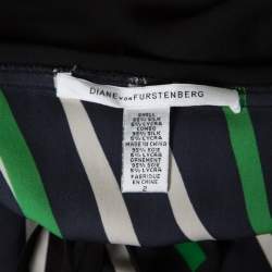 Pre Owned Diane Von Furstenberg Multicolor Striped Silk Tie Detail Kangou Tunic S