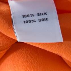 Pre Owned Diane Von Furstenberg Orange Silk Sleeveless High Low Lensley Shirt XS