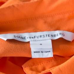 Pre Owned Diane Von Furstenberg Orange Silk Sleeveless High Low Lensley Shirt XS