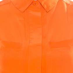 Pre Owned Diane Von Furstenberg Orange Silk Sleeveless High Low Lensley Shirt XS