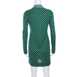 Pre Owned Diane Von Furstenberg Multicolor Printed Silk Jersey Denny Shirt Dress S