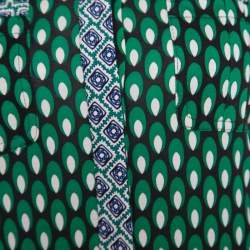 Pre Owned Diane Von Furstenberg Multicolor Printed Silk Jersey Denny Shirt Dress S