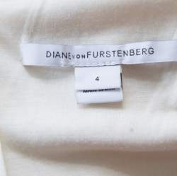 Pre Owned Diane Von Furstenberg Cream Long Sleeve Zarita Lace Dress S