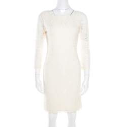 Diane Von Furstenberg Cream Long Sleeve Zarita Lace Dress S