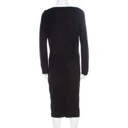 Pre Owned Diane Von Furstenberg Black Knit Twist Front Detail Long Sleeve Eleonora Dress L