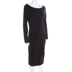 Pre Owned Diane Von Furstenberg Black Knit Twist Front Detail Long Sleeve Eleonora Dress L