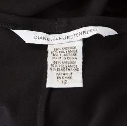Pre Owned Diane Von Furstenberg Black Knit Twist Front Detail Long Sleeve Eleonora Dress L