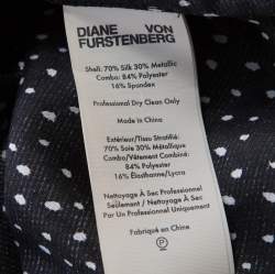Diane Von Furstenberg Monochrome Metallic Polka Dot Long Sleeve Top S