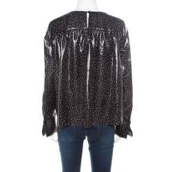 Diane Von Furstenberg Monochrome Metallic Polka Dot Long Sleeve Top S