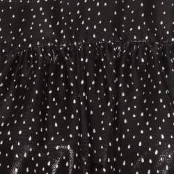 Diane Von Furstenberg Monochrome Metallic Polka Dot Long Sleeve Top S