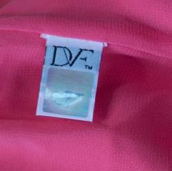 Pre Owned Diane Von Furstenberg Pink Nectar Pleated Trim Mateo Belted Silk Dress M