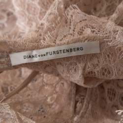 Diane Von Furstenberg Beige Floral Lace Ruffle Trim Sleeveless Olvida Top S
