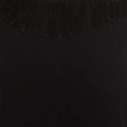 مملوكة مسبقًا Diane von Furstenberg Black Fringe Embellished Lace Back Detail Margherita Dress M