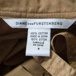 Pre Owned Diane von Furstenberg Camel Brown Cotton Neck Tie Detail Damani Dress M