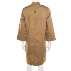 Pre Owned Diane von Furstenberg Camel Brown Cotton Neck Tie Detail Damani Dress M