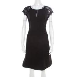 Diane von Furstenberg Black Floral Lace Bodice Detail Maddie Dress L