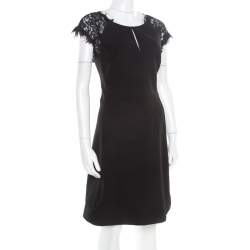 Diane von Furstenberg Black Floral Lace Bodice Detail Maddie Dress L