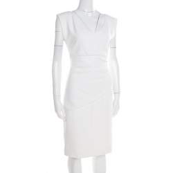 Pre Owned Diane Von Furstenberg Off White Sleeveless Bevin Sheath Dress M