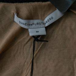 Pre Owned Diane Von Furstenberg Metallic Macramé Lace Sleeveless Neapoli Dress M