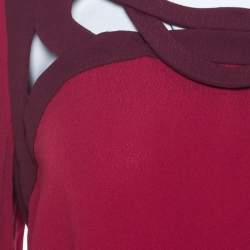 Diane von Furstenberg Burgundy Crepe Cut Out Neck Detail Belted Jadey Dress S