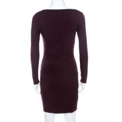 Pre Owned Diane von Furstenberg  Burgundy Cotton Jersey Fitted Joy Dress XS 