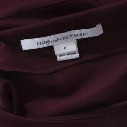 Pre Owned Diane von Furstenberg  Burgundy Cotton Jersey Fitted Joy Dress XS 