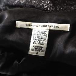 مملوكة مسبقًا Diane Von Furstenberg Silver and Black Lace Paneled Olivette Sheath Dress M