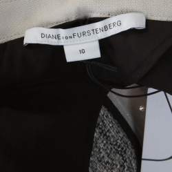 Pre Owned Diane von Furstenberg Silver Sequin Embellished Tweed Tamali Jacket L