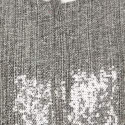 Pre Owned Diane von Furstenberg Silver Sequin Embellished Tweed Tamali Jacket L