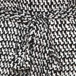 Pre Owned Diane von Furstenberg Monochrome Geometric Print Silk Floral Lace Appliqué Ernestina Dress XS