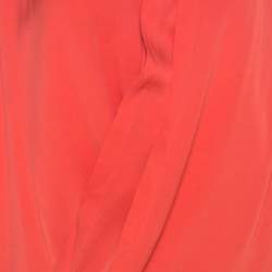 Pre Owned Diane von Furstenberg Brick Red Silk Cross Over Front Issie Blouse L