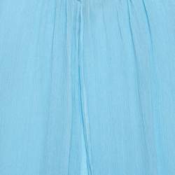 Pre Owned Diane von Furstenberg Powder Blue Plisse Chiffon Silk Fenobe Blouse M