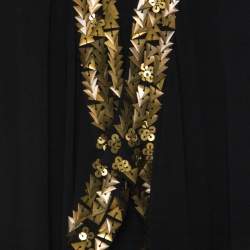 Pre Owned Diane Von Furstenberg Black Silk Chiffon Gold Sequin Embellished Ellowyn Sleeveless Vest M