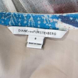 Pre Owned Diane Von Furstenberg Blue Batik Land Print Fleurette Kaftan Dress M