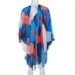 Pre Owned Diane Von Furstenberg Blue Batik Land Print Fleurette Kaftan Dress M