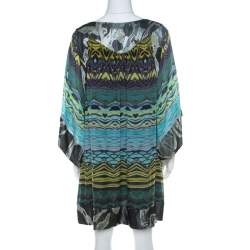Pre Owned Diane Von Furstenberg Blue Deco Print Silk Tabalah Tunic Dress M