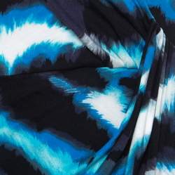 Pre Owned Diane Von Furstenberg Blue Printed Silk Wrap Begona Dress M