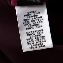 Pre Owned Diane Von Furstenberg Burgundy Silk and Lace Bodice Branwen Blouse L 