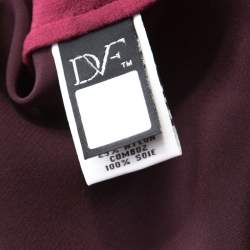 Pre Owned Diane Von Furstenberg Burgundy Silk and Lace Bodice Branwen Blouse L 