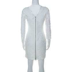 Pre Owned Diane von Furstenberg Off White Long Sleeve Zarita Lace Dress S