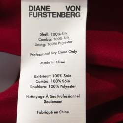 Pre Owned Diane von Furstenberg Red Silk Asymmetric Side Slit Gown S