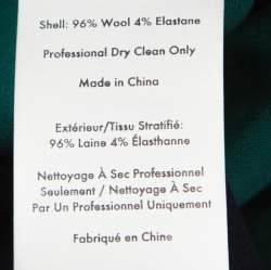 Diane Von Furstenberg Green Stretch Wool Pleated High Waist Trousers L