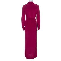 Pre Owned Diane Von Furstenberg Pink Silk Amina Shirt Dress S