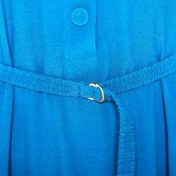 Pre Owned Diane Von Furstenberg Teal Crepe Long Sleeve Tunisia Dress L