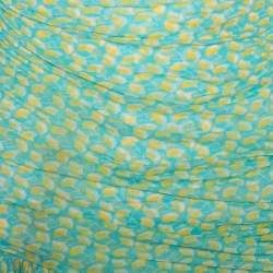 Pre Owned Diane Von Furstenberg Green printed Silk Mesh Drop Waist Louie Dress M