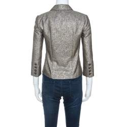 Pre Owned Diane Von Furstenberg Metallic Wool Little M Tweed Blazer XS